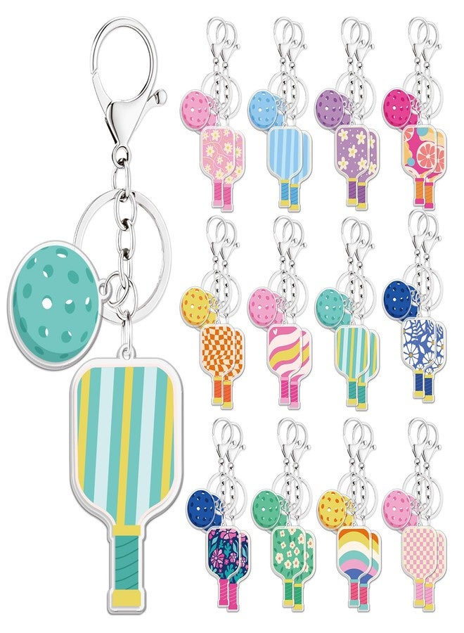 Shejdgart Pickleball Keychain Gifts for Women, 24PCS Dinkball Party Favors Decorations for Players, Aesthetic Pickleball Acrylic Keychain Bulk Gift for Sport Lover - Image 1